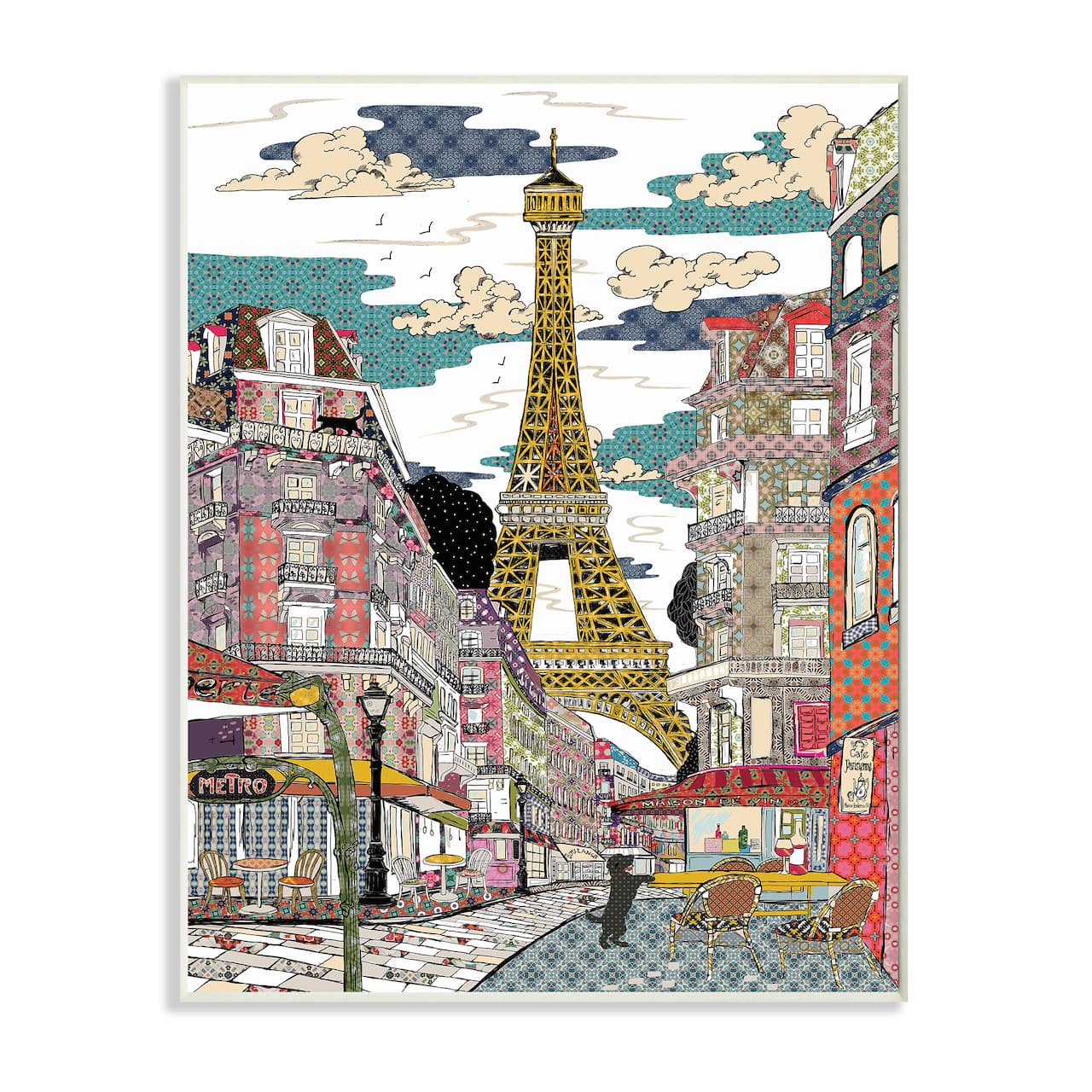Stupell Industries Patchwork Pattern Paris Wall Plaque